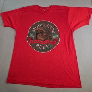Moosehead Beer Vintage XL T-Shirt 80s 90s Red Single Stitch Made in USA